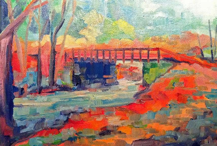 Fauvist landscape with vibrant colors and expressive brushwork