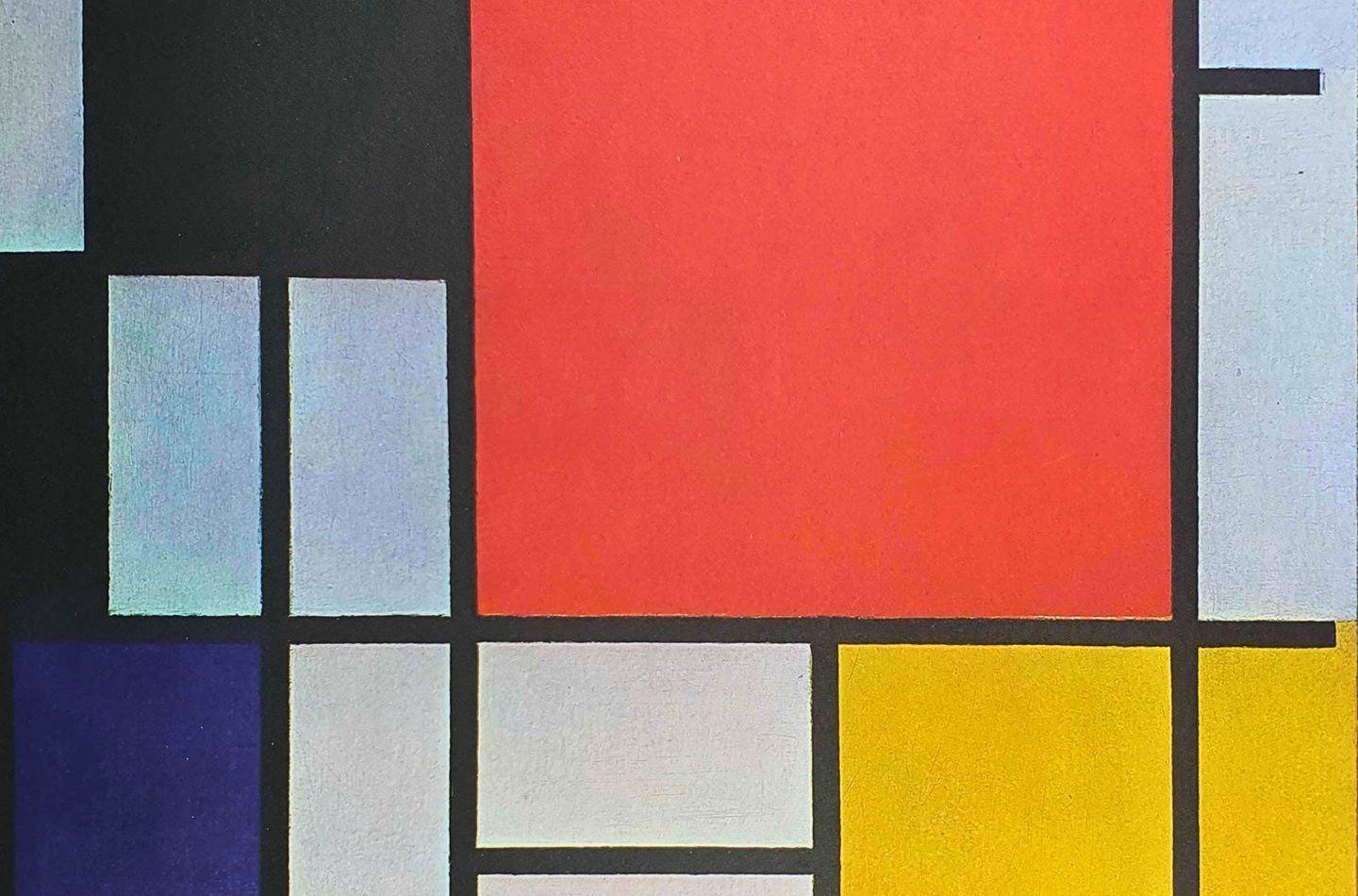 De Stijl geometric composition with primary colors and straight lines
