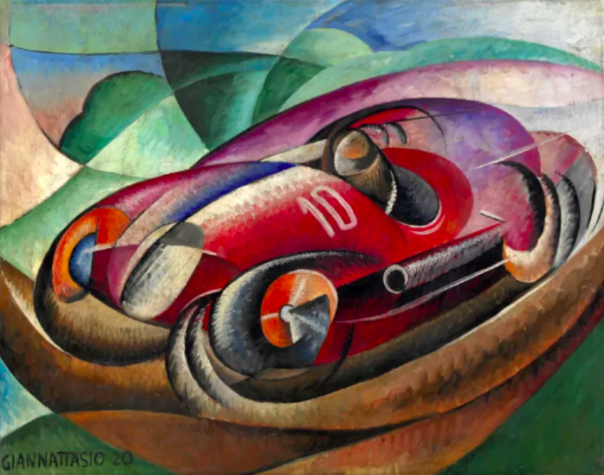 Futurist painting showing dynamic motion and speed
